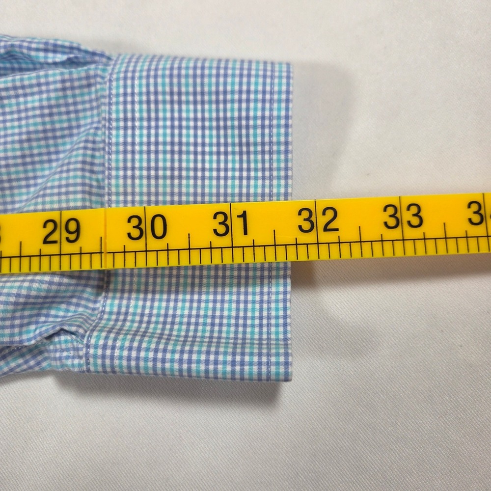 Brooks Brothers 1818 Regular Fit Blue Micro Check Cotton Dress Shirt 15.5 32/33 - Picture 7 of 8